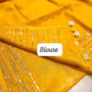 Pure Linen Handloom Designer Saree - Yellow
