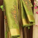 Tissue Linen Handloom Saree - Green