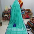 Pure Linen Saree - Cyan