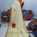 Pure Linen Saree - Cream