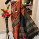 MAHATI  Orange Shibori Printed Silk Saree