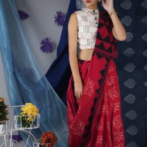 Ajrakh Print Cotton Saree