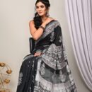 MAHATI Cotton Linen Saree - Black