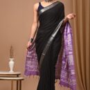 MAHATI Cotton Linen Saree - Black