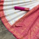 Banarasi Katan Pure Silk Saree  - White