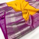 Banarasi Kadwa Pure Silk Saree  - Yellow