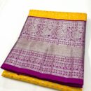 Banarasi Kadwa Pure Silk Saree  - Yellow