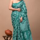 Pure Cotton Mulmul Saree - Green