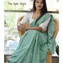 Pure Cotton Mulmul Saree - Green