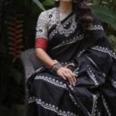 Pure Cotton Mulmul Saree - Black