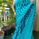 Pure Cotton Mulmul Saree - Blue