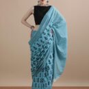 Pure Cotton Mulmul Saree - Blue