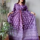 Blockprint Kaftan Dress - Purple
