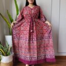 Blockprint Kaftan Dress - Purple