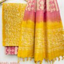 Khadi Cotton Batik Salwar Suits -Yellow