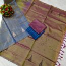Banana Pith Pure Silk Saree - Grey