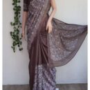 Lakhnavi Kota Silk Saree - Brown