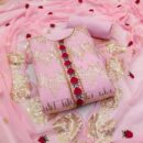 Silk Unstitched Salwar Suits -Pink