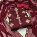 Silk Unstitched Salwar Suits -Red