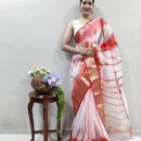 Shibori Print Kora Organza Silk Saree - Red