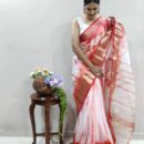 Shibori Print Kora Organza Silk Saree - Red