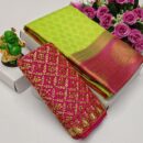 Kanjivaram Fancy Soft Silk Saree with Aari work - Green