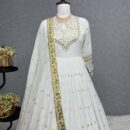 Designer Georgette Kurti Gown - White