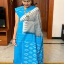 Handloom Ikkat Linen Saree