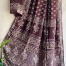 Ajrakh Linen Saree - Pink