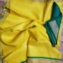 Pure Linen Saree - Yellow
