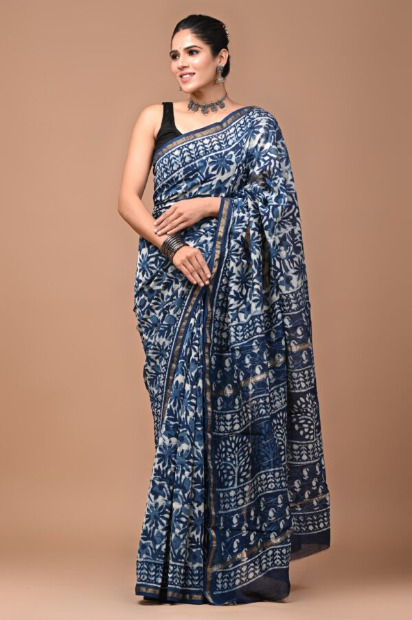 MAHATI Designer Chanderi Silk Saree - Blue