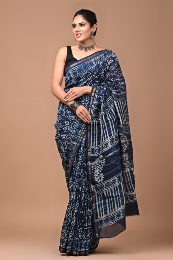 MAHATI Designer Chanderi Silk Saree - Blue