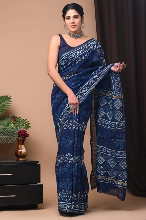 MAHATI Designer Chanderi Silk Saree - Blue