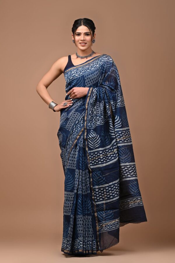 MAHATI Designer Chanderi Silk Saree - Blue