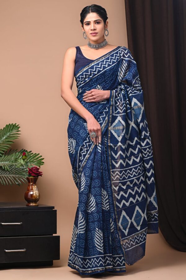 MAHATI Designer Chanderi Silk Saree - Blue