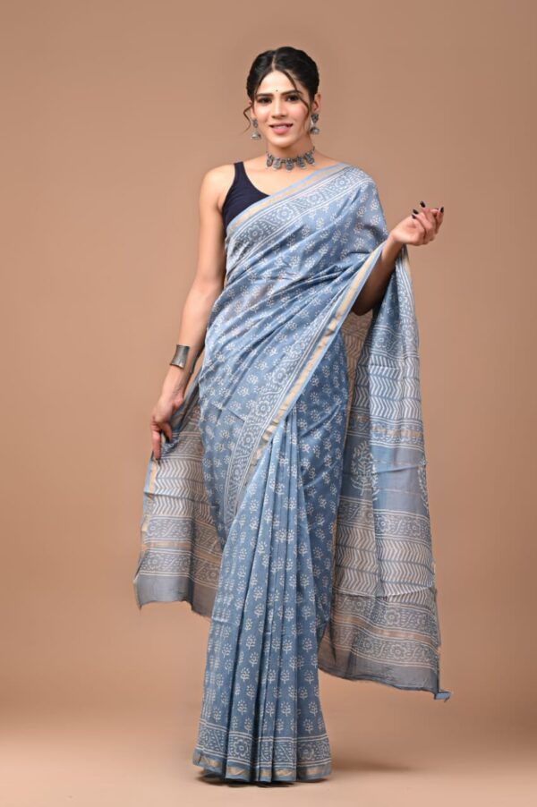 MAHATI Designer Chanderi Silk Saree - Blue