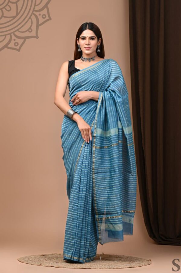 MAHATI Designer Chanderi Silk Saree - Blue