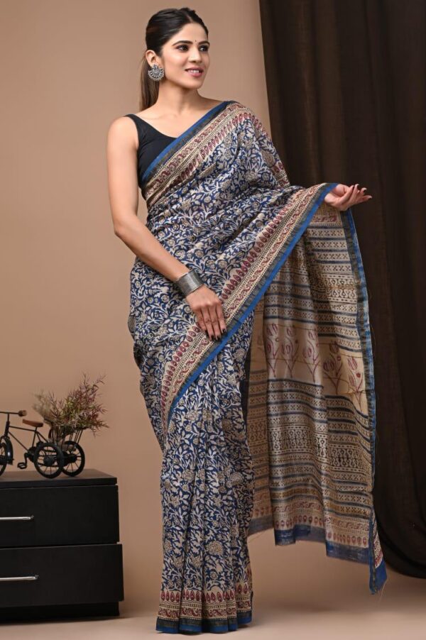 MAHATI Designer Chanderi Silk Saree - Blue