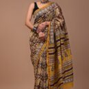 Chanderi Silk Saree - Hand Block Print