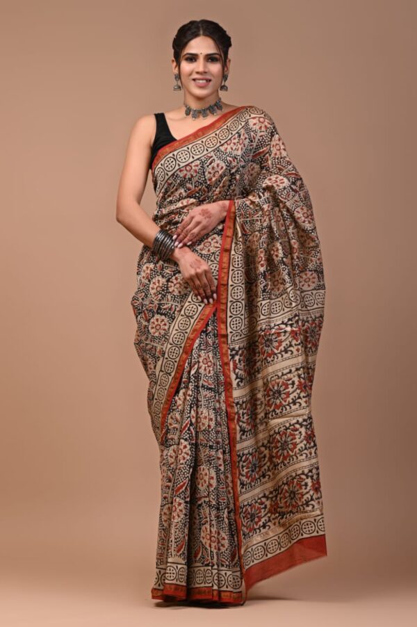 MAHATI Designer Chanderi Silk Saree - Cream