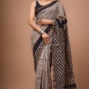 Chanderi Silk Saree - Hand Block Print