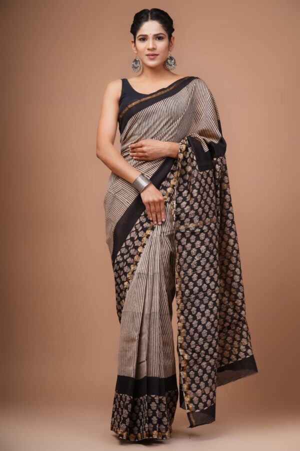 MAHATI Designer Chanderi Silk Saree - Cream