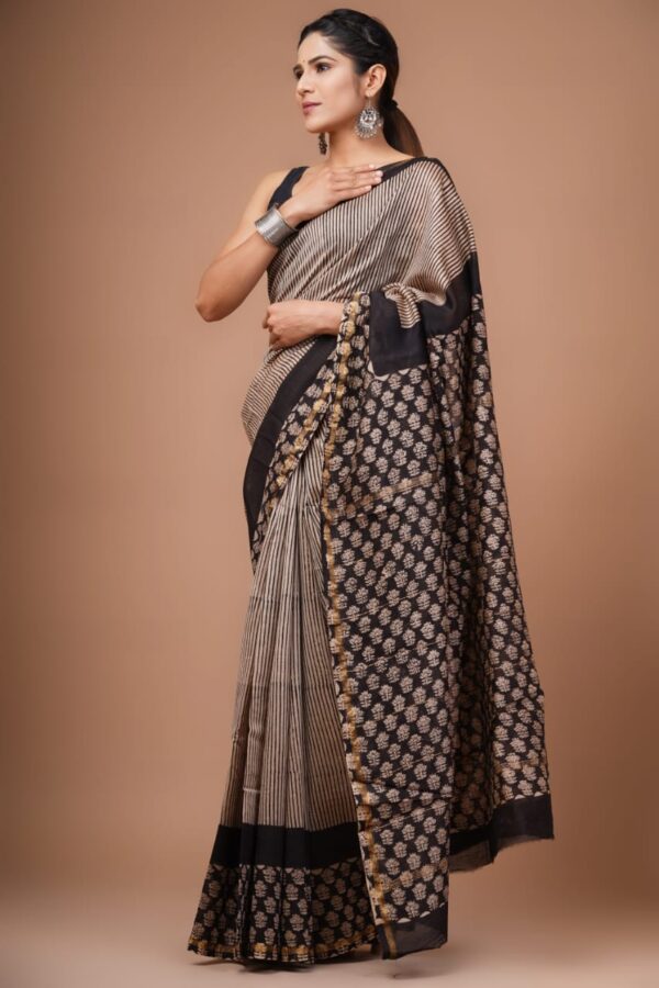 MAHATI Designer Chanderi Silk Saree - Cream