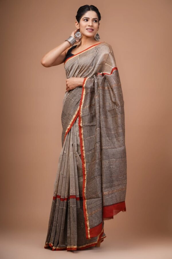 MAHATI Designer Chanderi Silk Saree - Cream