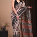 Chanderi Silk Saree - Hand Block Print