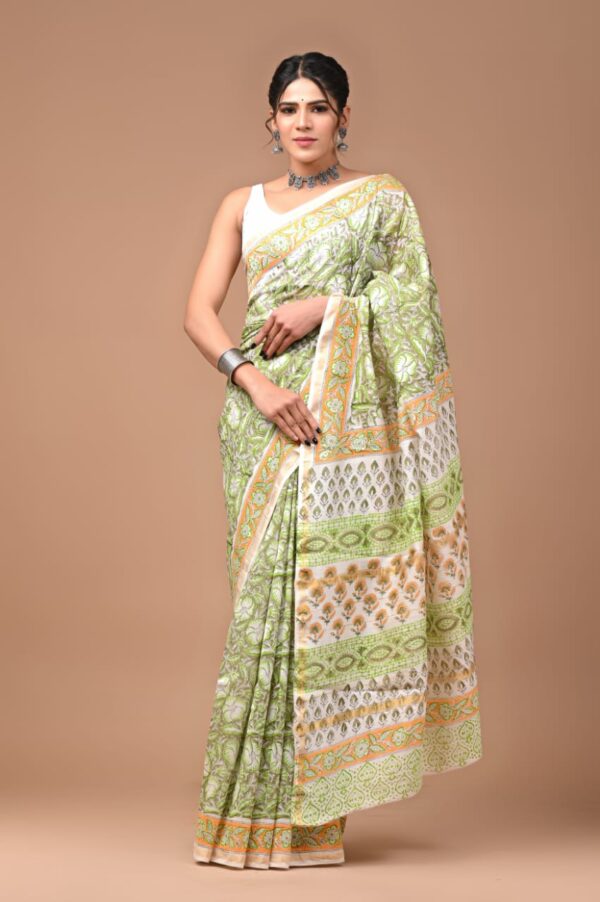 MAHATI Designer Chanderi Silk Saree - Green