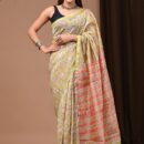 Chanderi Silk Saree - Hand Block Print