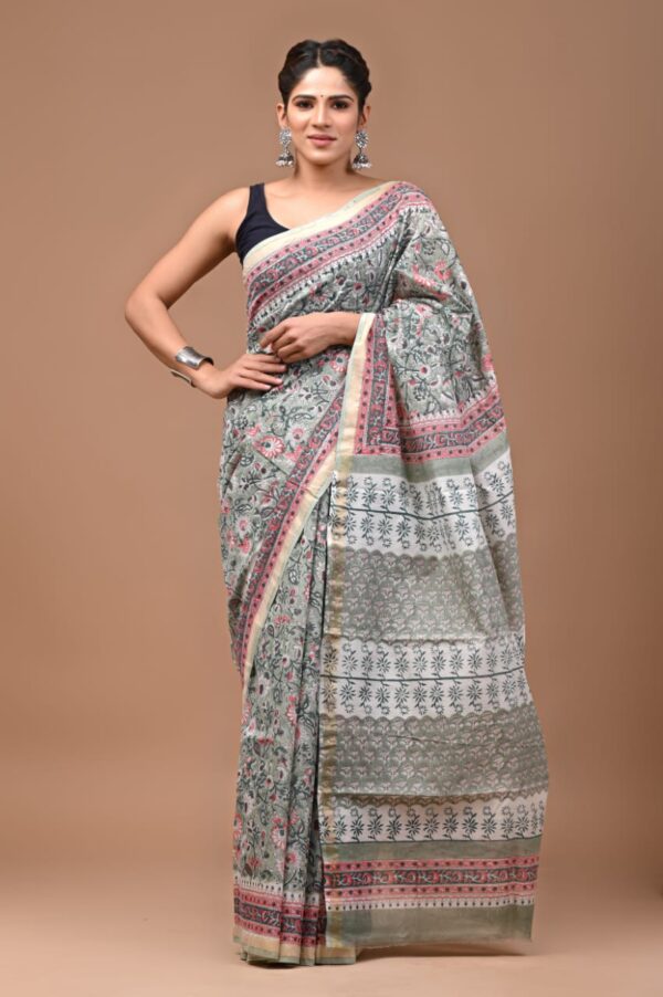 MAHATI Designer Chanderi Silk Saree - Grey