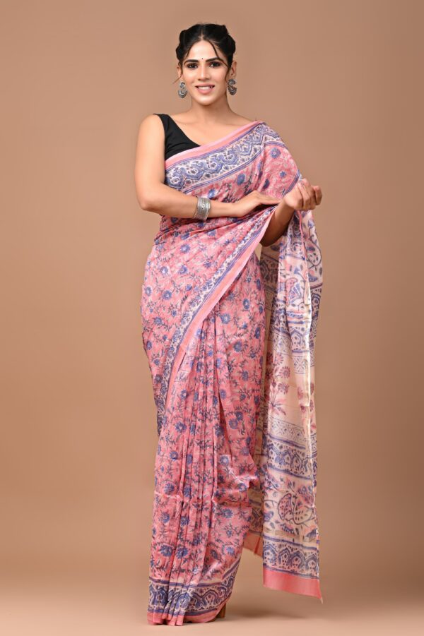 MAHATI Designer Chanderi Silk Saree - Pink