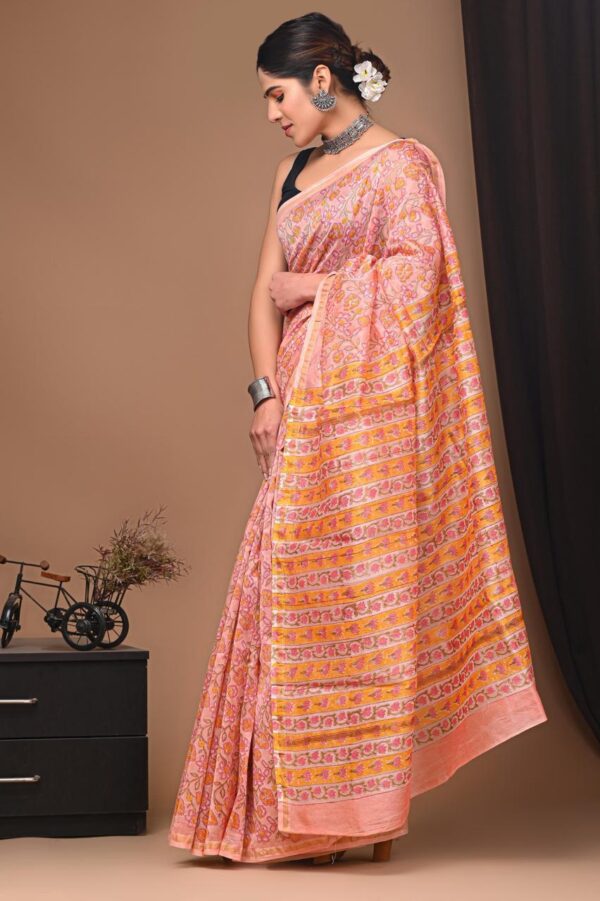 MAHATI Designer Chanderi Silk Saree - Peach